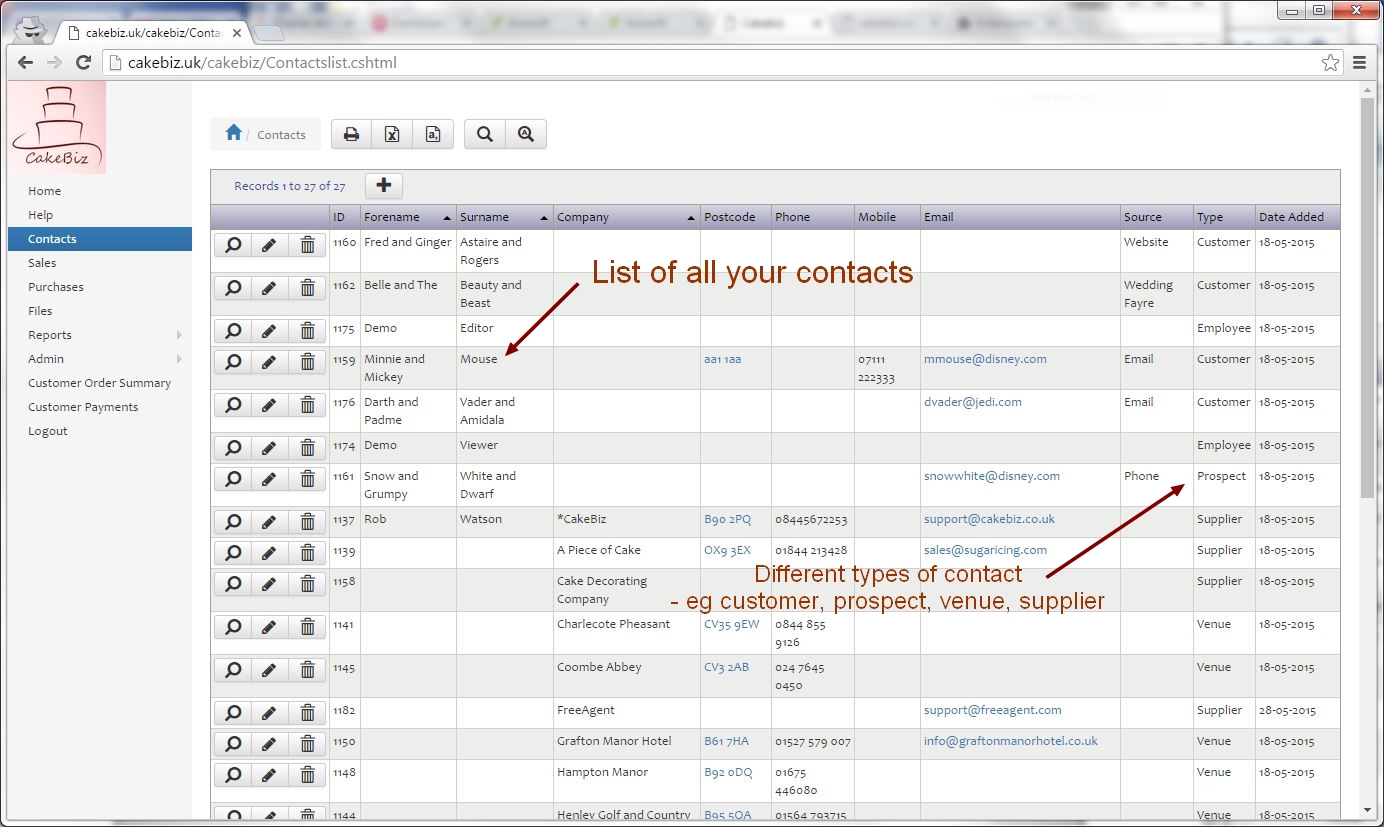 contacts list